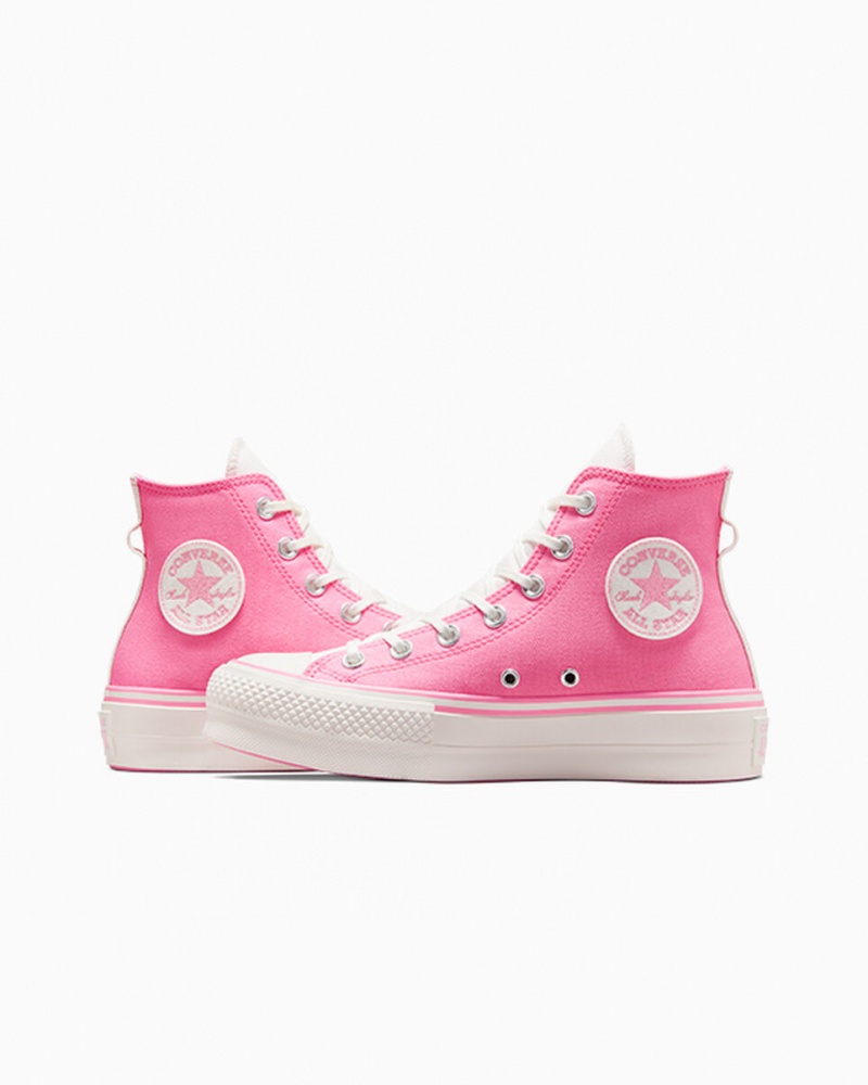 Converse Chuck Taylor All Star Lift Platform Retro Varsity Lyserød Lyserød | 61324WDQH