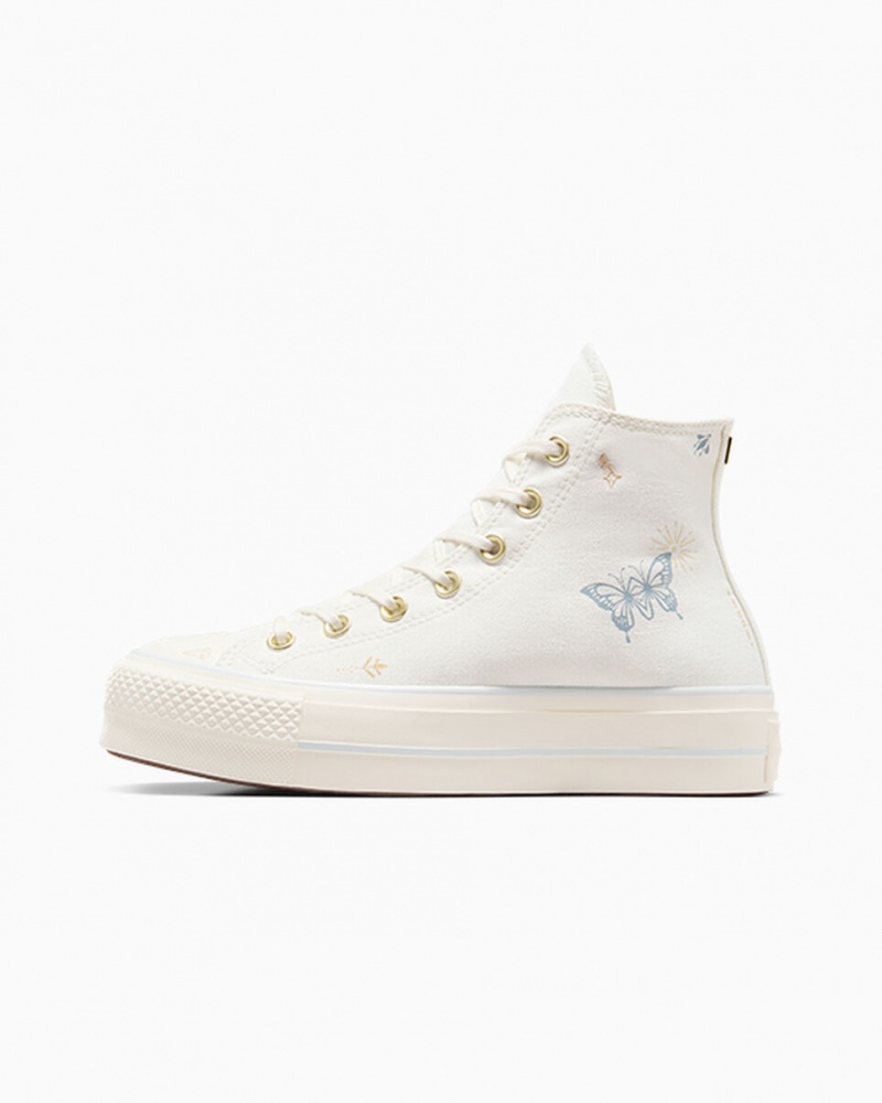 Converse Chuck Taylor All Star Lift Platform Tiny Tattoos Hvide Blå | 09437AFPR