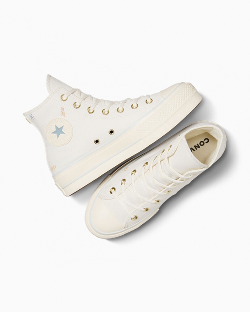 Converse Chuck Taylor All Star Lift Platform Tiny Tattoos Hvide Blå | 09437AFPR