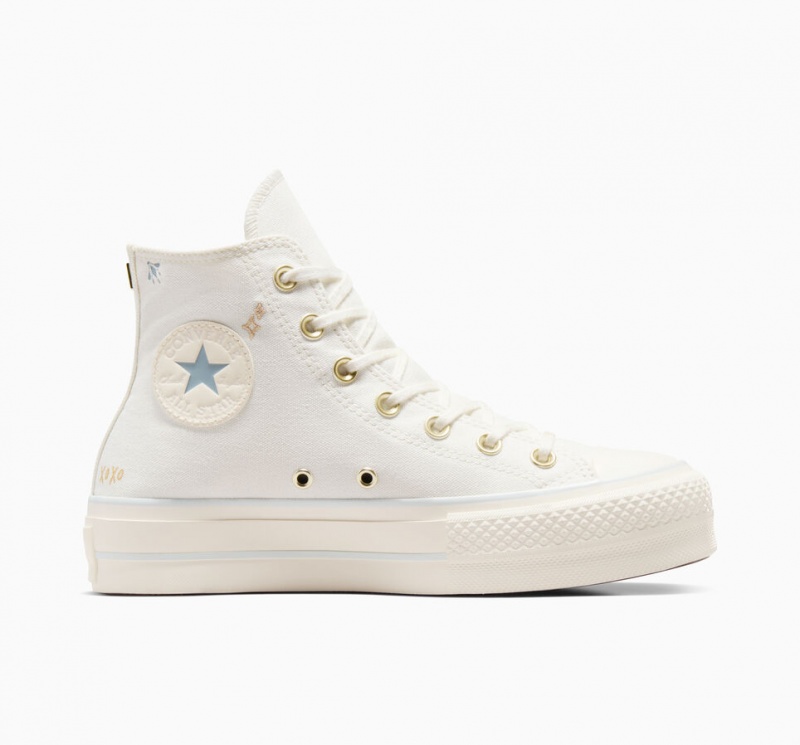 Converse Chuck Taylor All Star Lift Platform Tiny Tattoos Hvide Blå | 09437AFPR