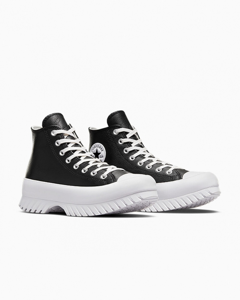 Converse Chuck Taylor All Star Lugged 2.0 Læder Sort Hvide | 21904ECAB