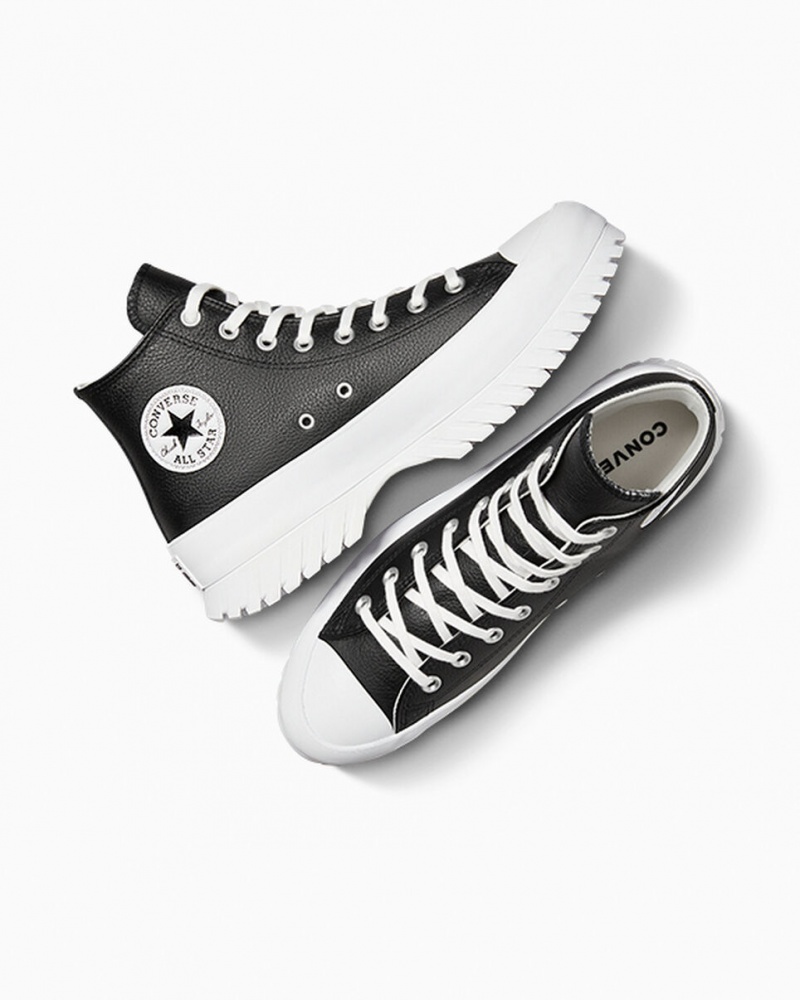 Converse Chuck Taylor All Star Lugged 2.0 Læder Sort Hvide | 21904ECAB