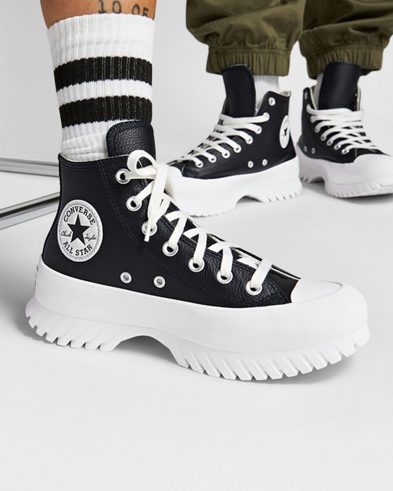 Converse Chuck Taylor All Star Lugged 2.0 Læder Sort Hvide | 21904ECAB