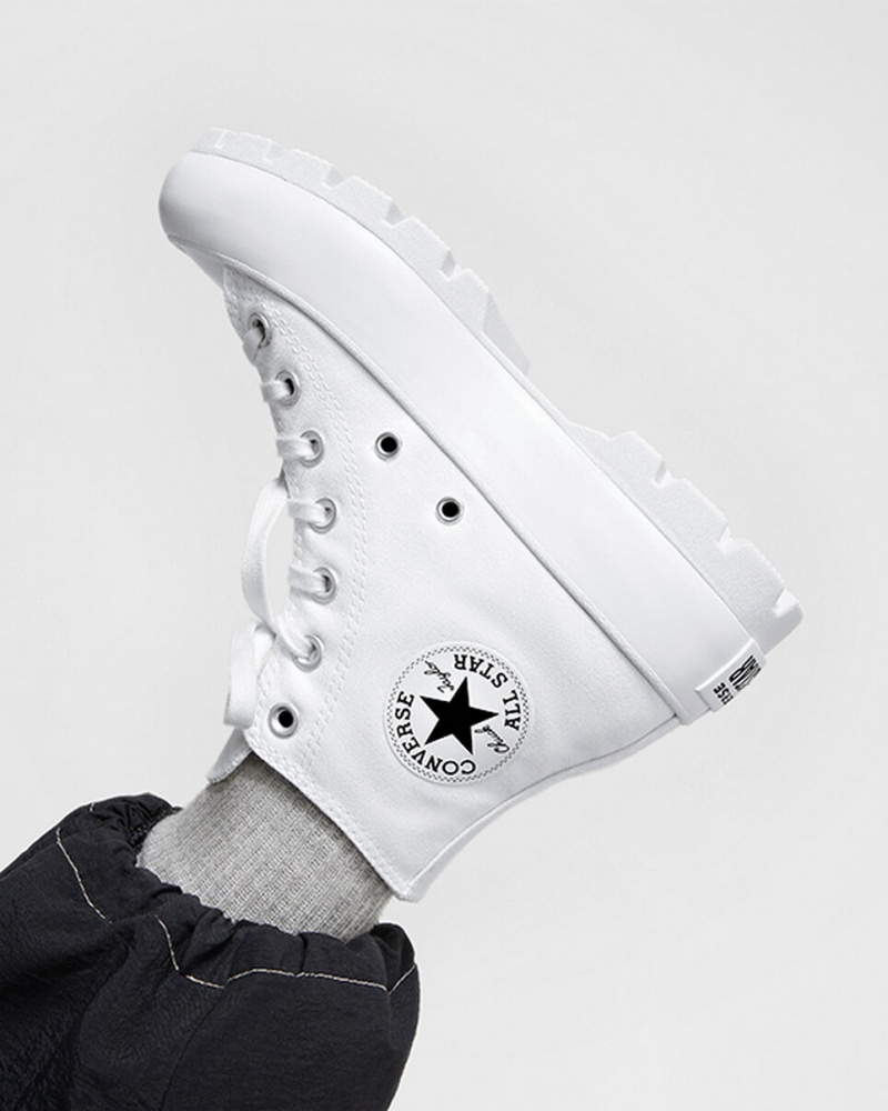 Converse Chuck Taylor All Star Lugged Hvide Sort Hvide | 75401OWVJ