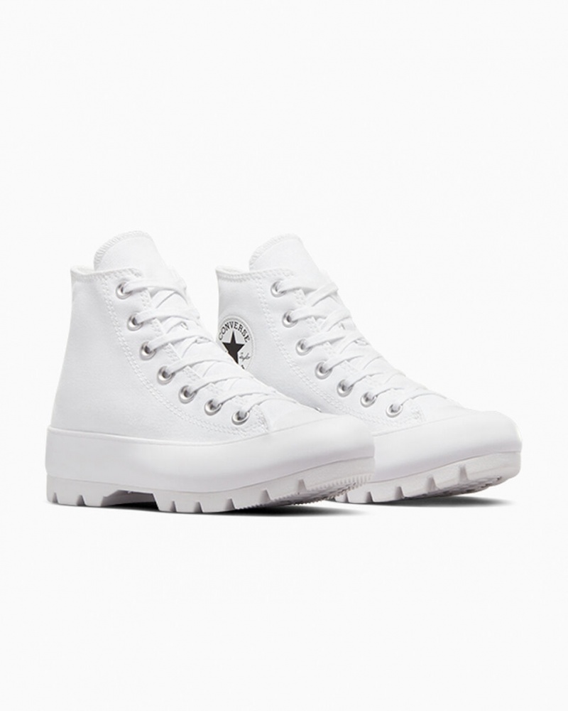 Converse Chuck Taylor All Star Lugged Hvide Sort Hvide | 75401OWVJ