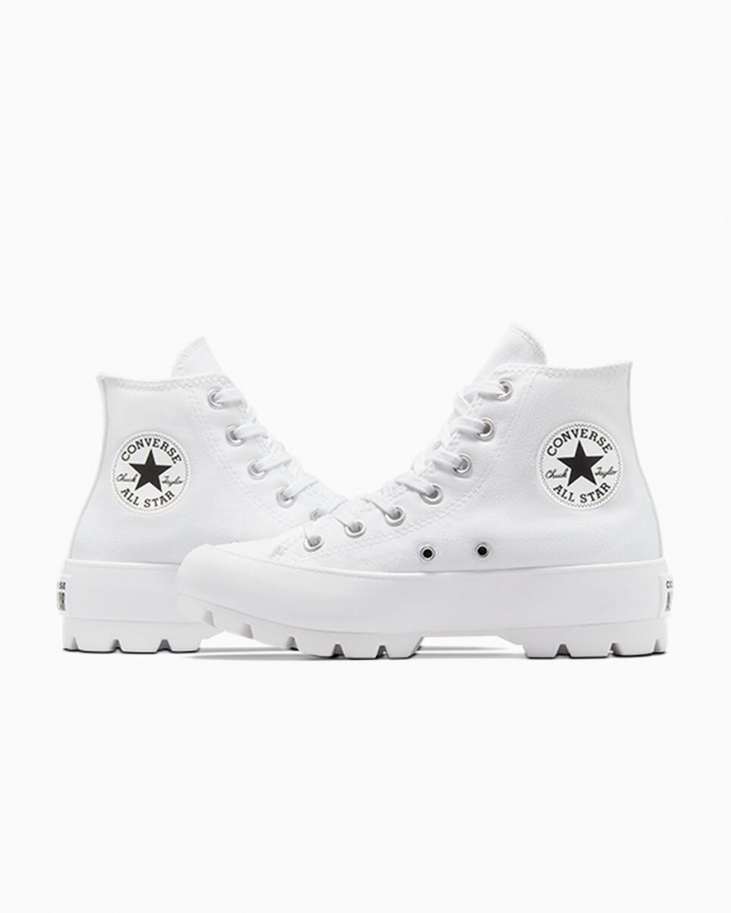 Converse Chuck Taylor All Star Lugged Hvide Sort Hvide | 75401OWVJ