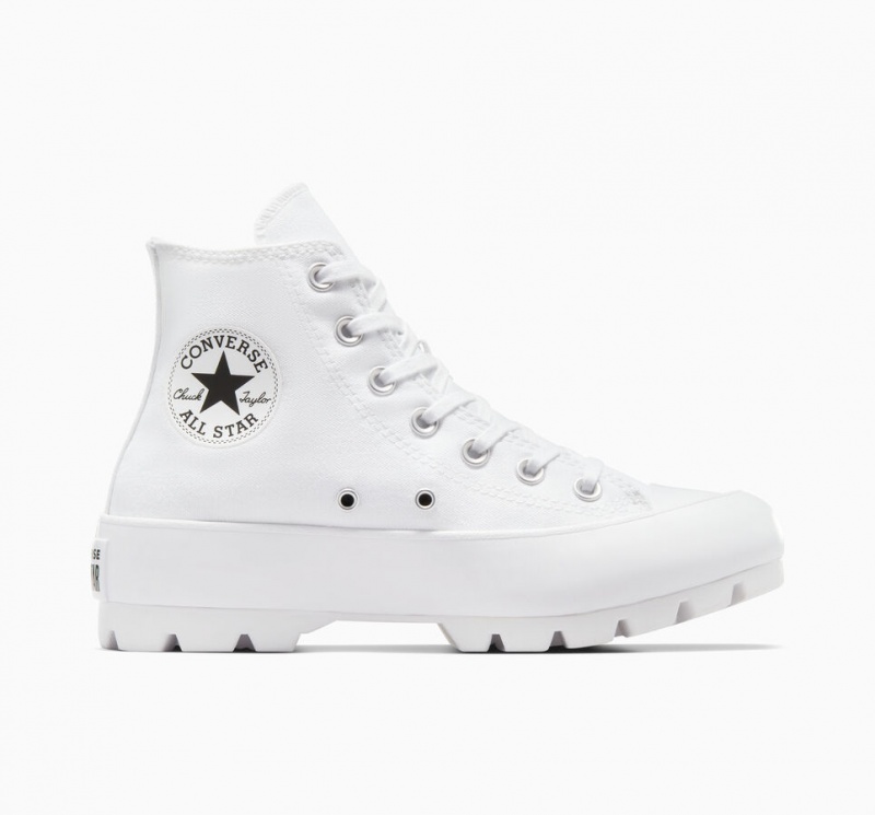 Converse Chuck Taylor All Star Lugged Hvide Sort Hvide | 75401OWVJ