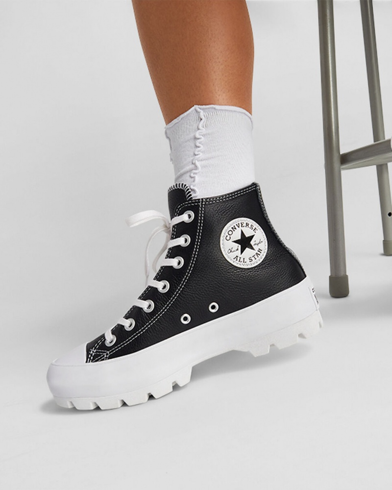 Converse Chuck Taylor All Star Lugged Læder Sort Hvide Hvide | 25317BCFK