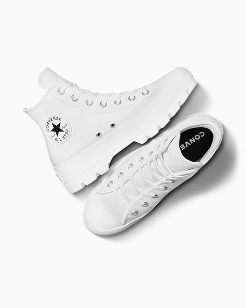 Converse Chuck Taylor All Star Lugged Læder Hvide Sort Hvide | 40285CEKM