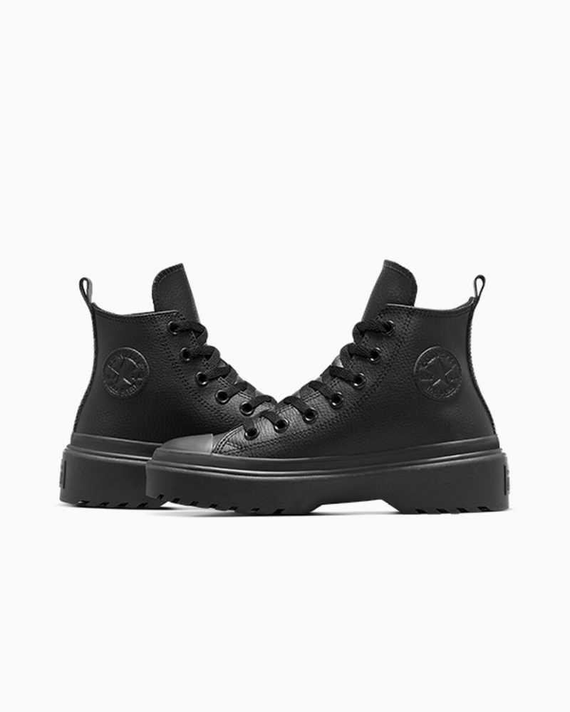 Converse Chuck Taylor All Star Lugged Lift Platform Læder Sort Sort Sort | 98536OPQA