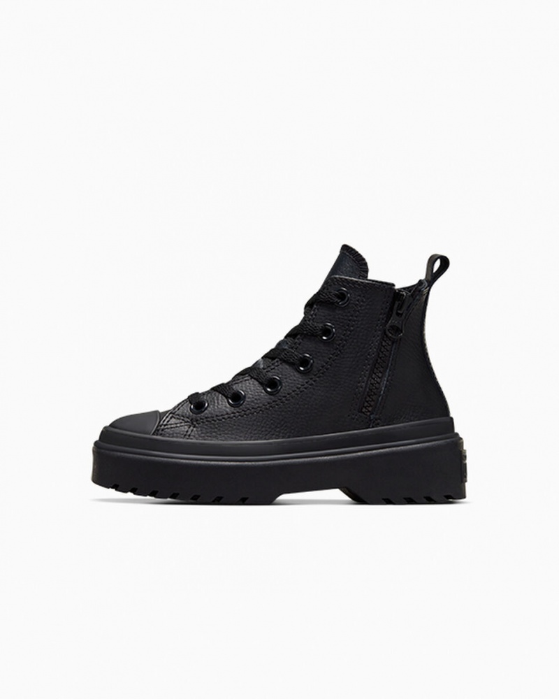 Converse Chuck Taylor All Star Lugged Lift Platform Læder Sort Sort Sort | 30568ZMQA