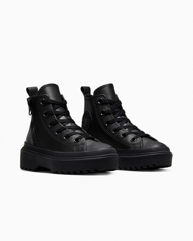 Converse Chuck Taylor All Star Lugged Lift Platform Læder Sort Sort Sort | 30568ZMQA