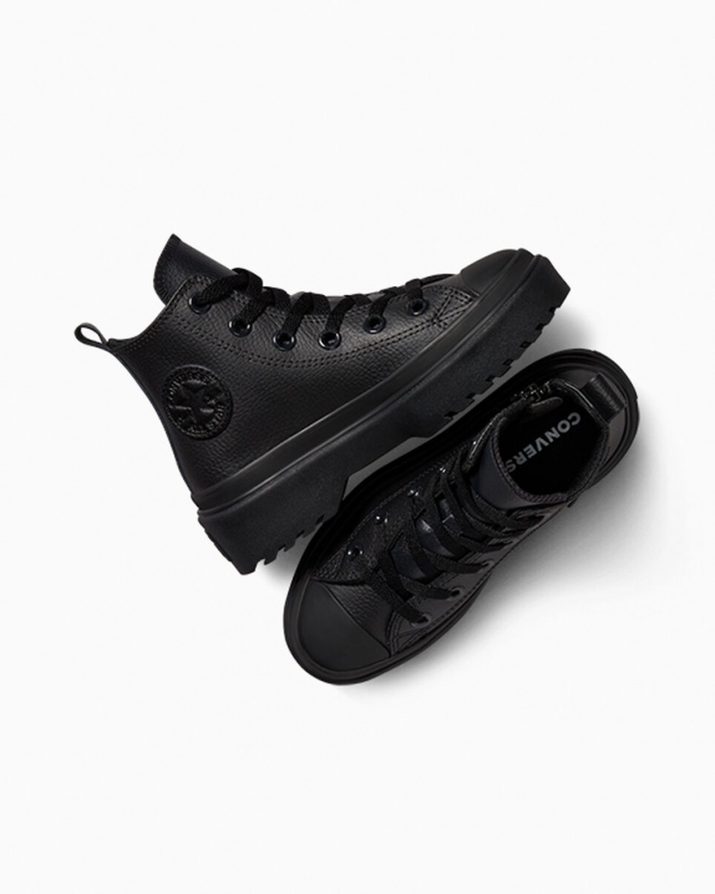 Converse Chuck Taylor All Star Lugged Lift Platform Læder Sort Sort Sort | 30568ZMQA