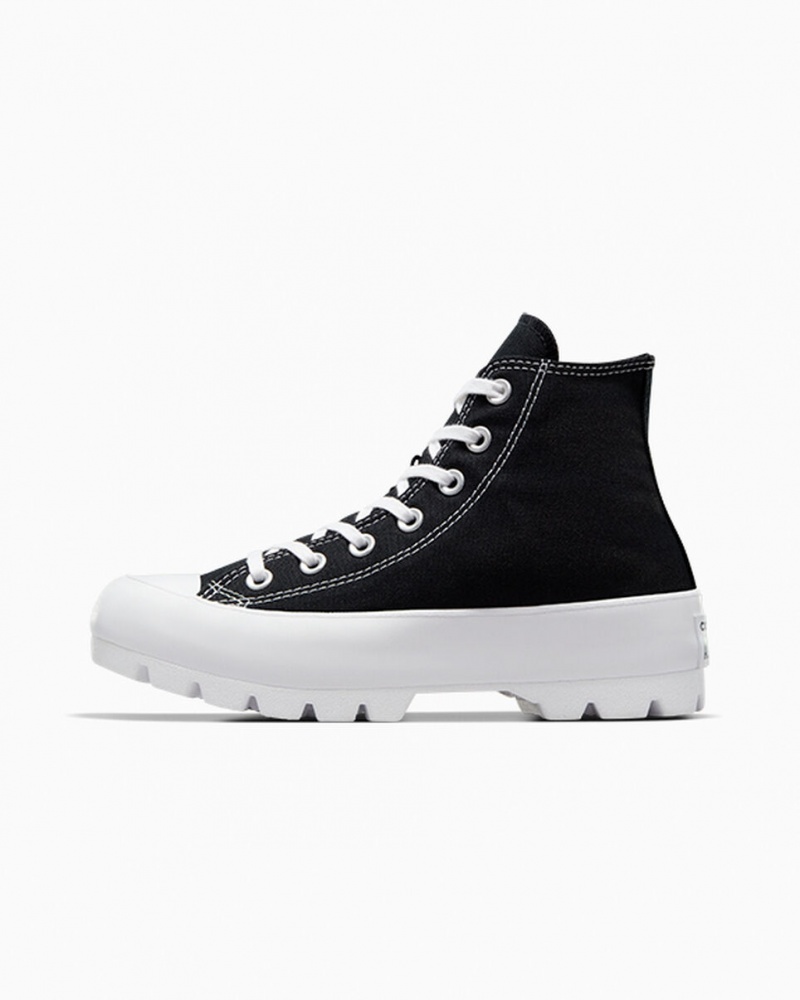 Converse Chuck Taylor All Star Lugged Sort Hvide Sort | 81593AZRY