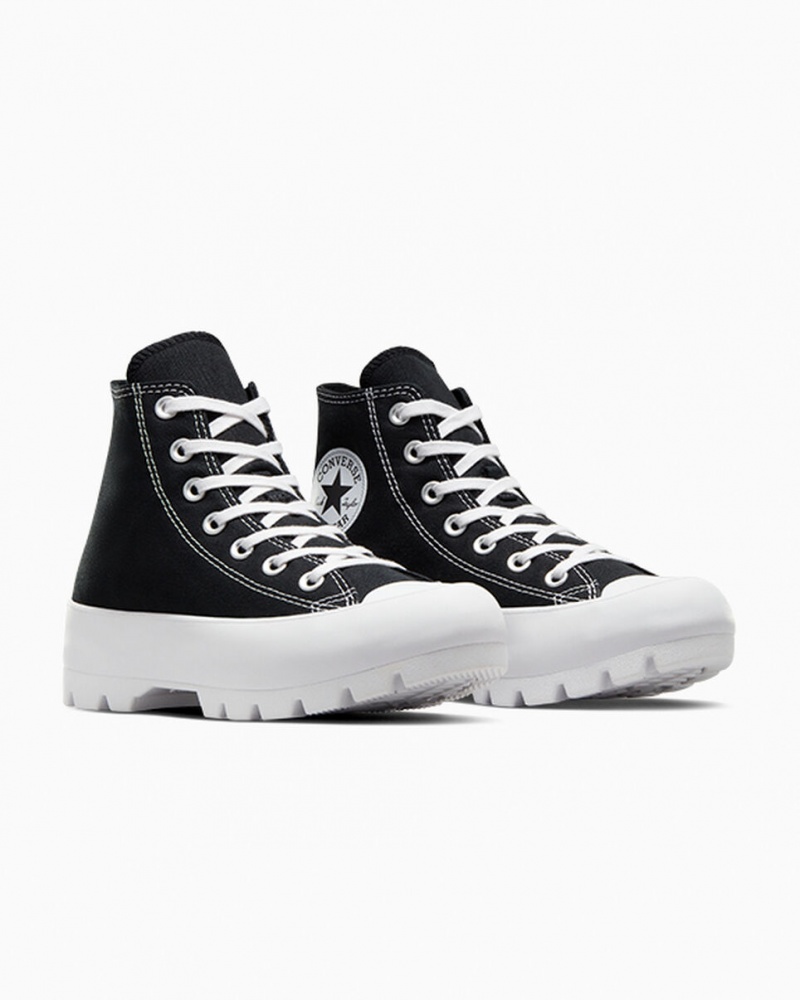 Converse Chuck Taylor All Star Lugged Sort Hvide Sort | 81593AZRY