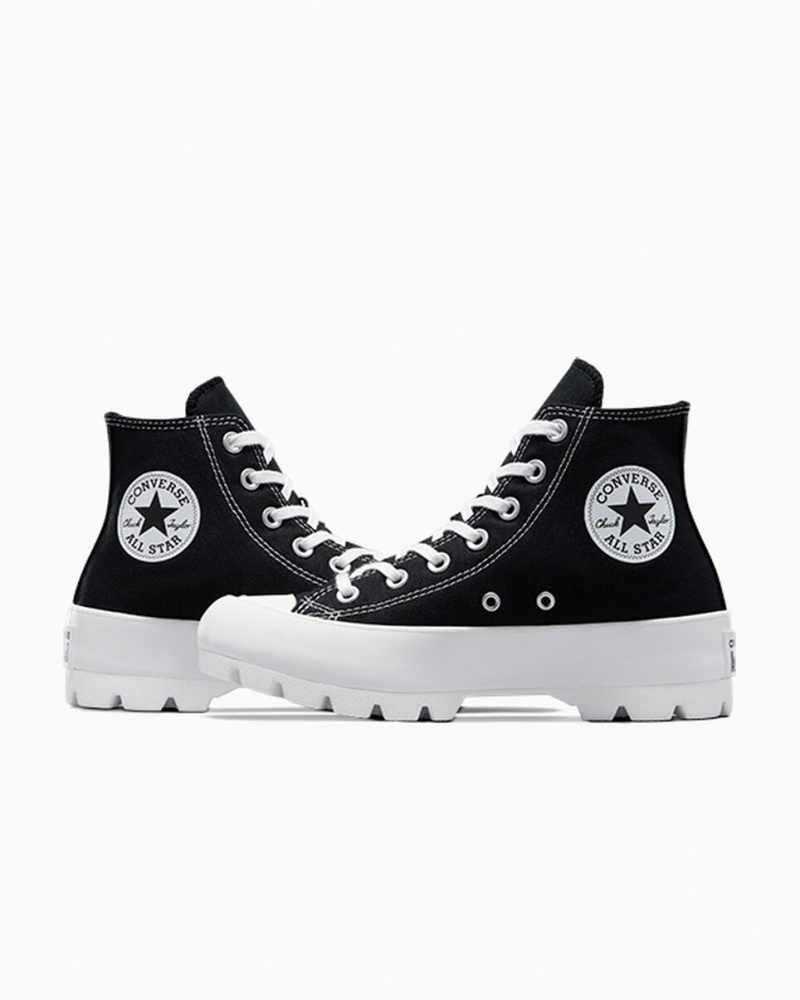 Converse Chuck Taylor All Star Lugged Sort Hvide Sort | 81593AZRY