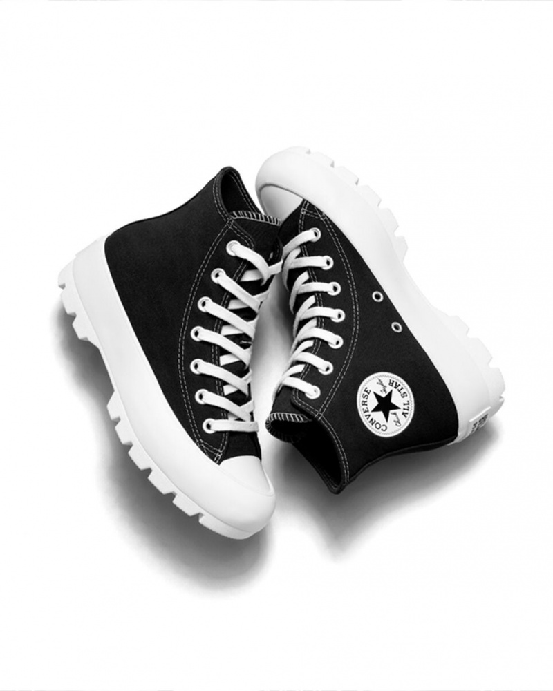 Converse Chuck Taylor All Star Lugged Sort Hvide Sort | 81593AZRY