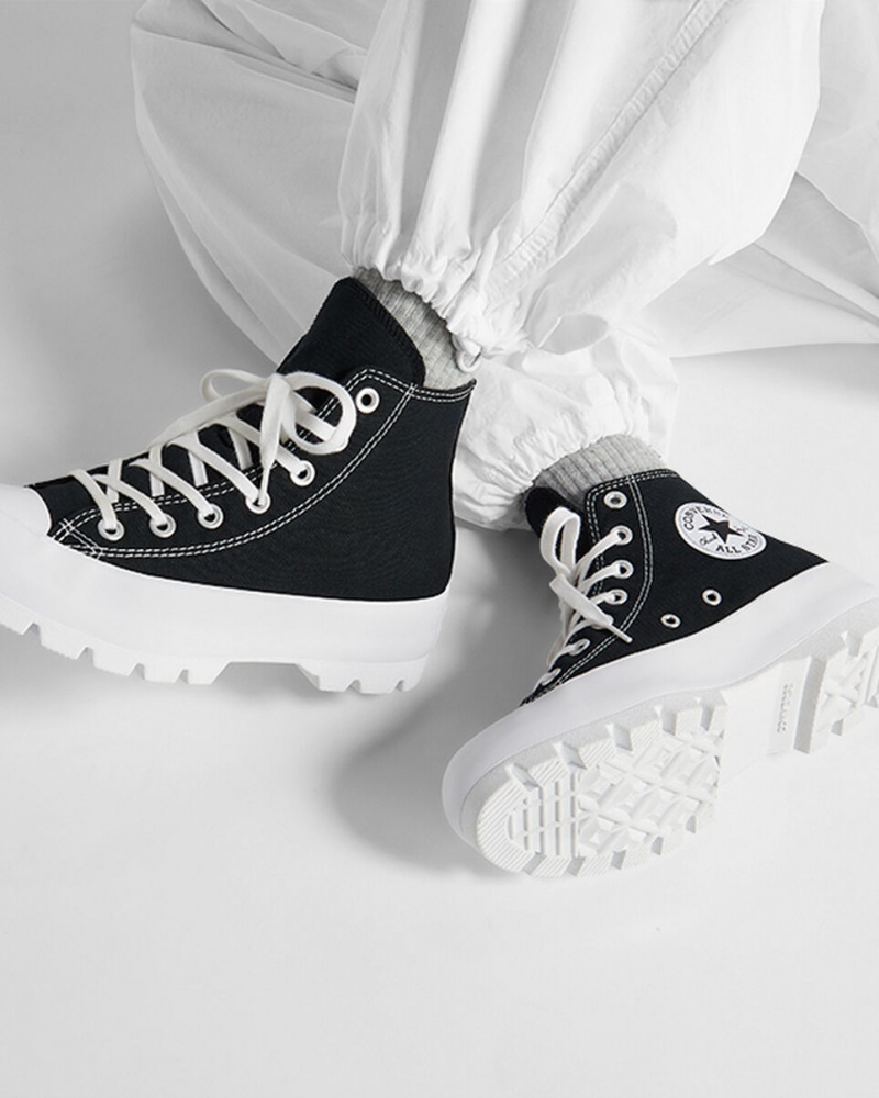 Converse Chuck Taylor All Star Lugged Sort Hvide Sort | 98270ZEJT