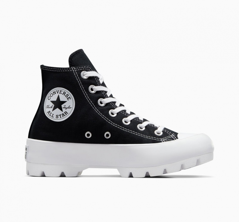 Converse Chuck Taylor All Star Lugged Sort Hvide Sort | 98270ZEJT