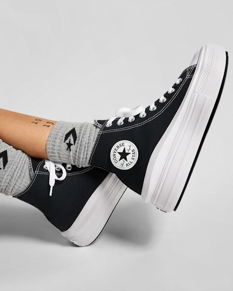 Converse Chuck Taylor All Star Move Platform Sort Hvide | 73950ZRHT