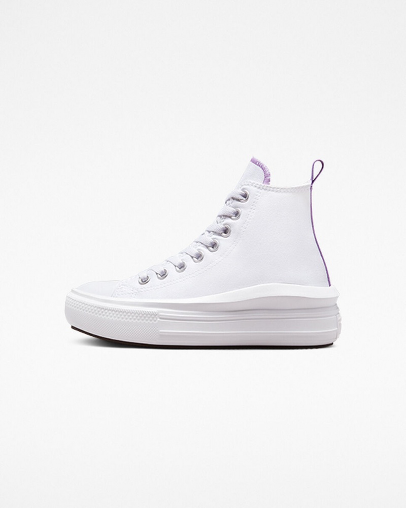 Converse Chuck Taylor All Star Move Platform Hvide Lilla Hvide | 52367UQGP