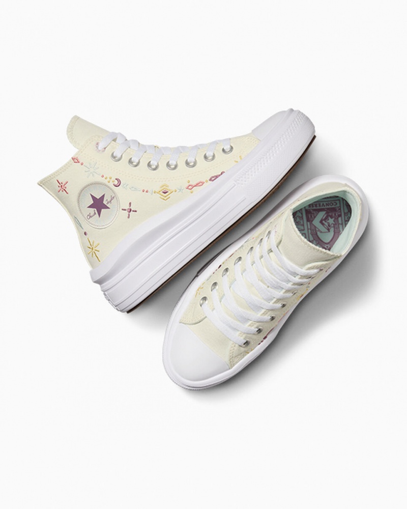 Converse Chuck Taylor All Star Move Platform Alchemy Embroidery Hvide | 01724ZCFA