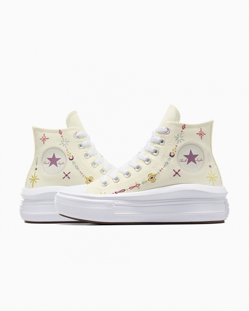 Converse Chuck Taylor All Star Move Platform Alchemy Embroidery Hvide | 01724ZCFA