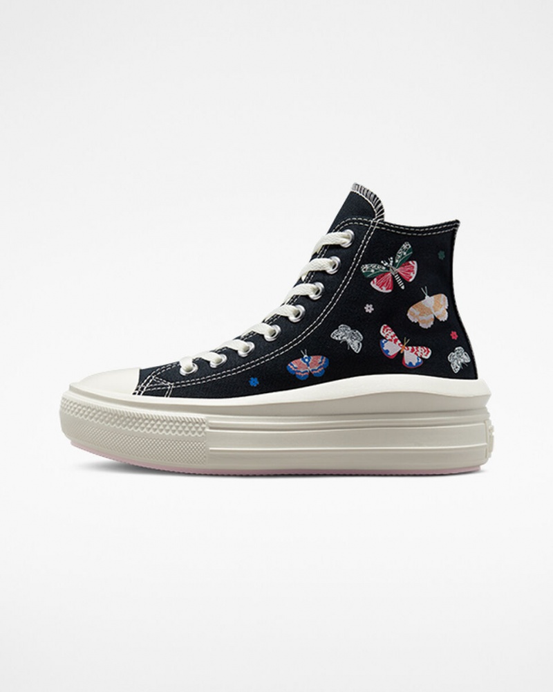 Converse Chuck Taylor All Star Move Platform Butterfly Wings Sort Lyserød | 29130XKDO