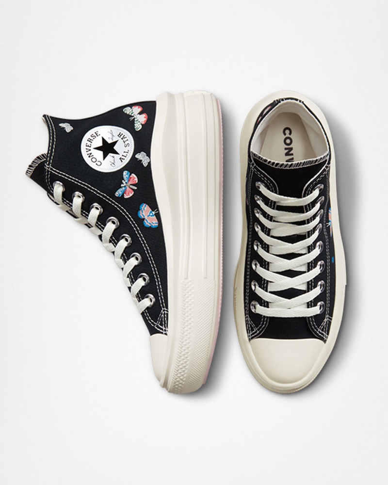 Converse Chuck Taylor All Star Move Platform Butterfly Wings Sort Lyserød | 29130XKDO