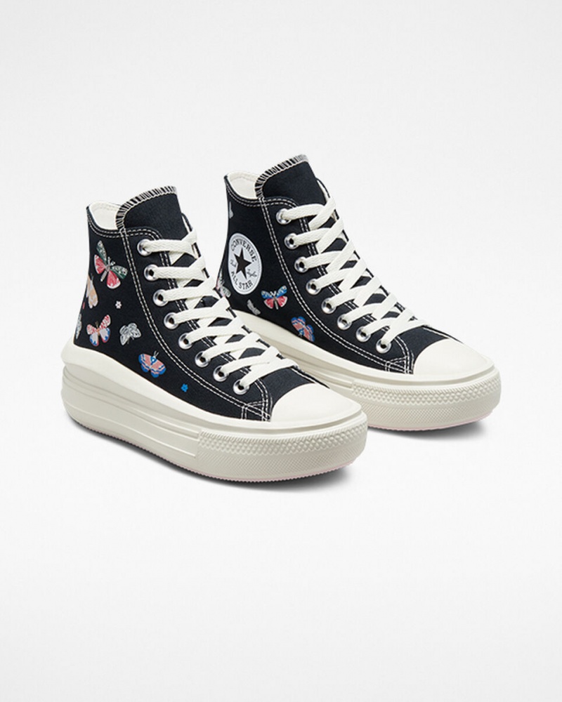 Converse Chuck Taylor All Star Move Platform Butterfly Wings Sort Lyserød | 29130XKDO