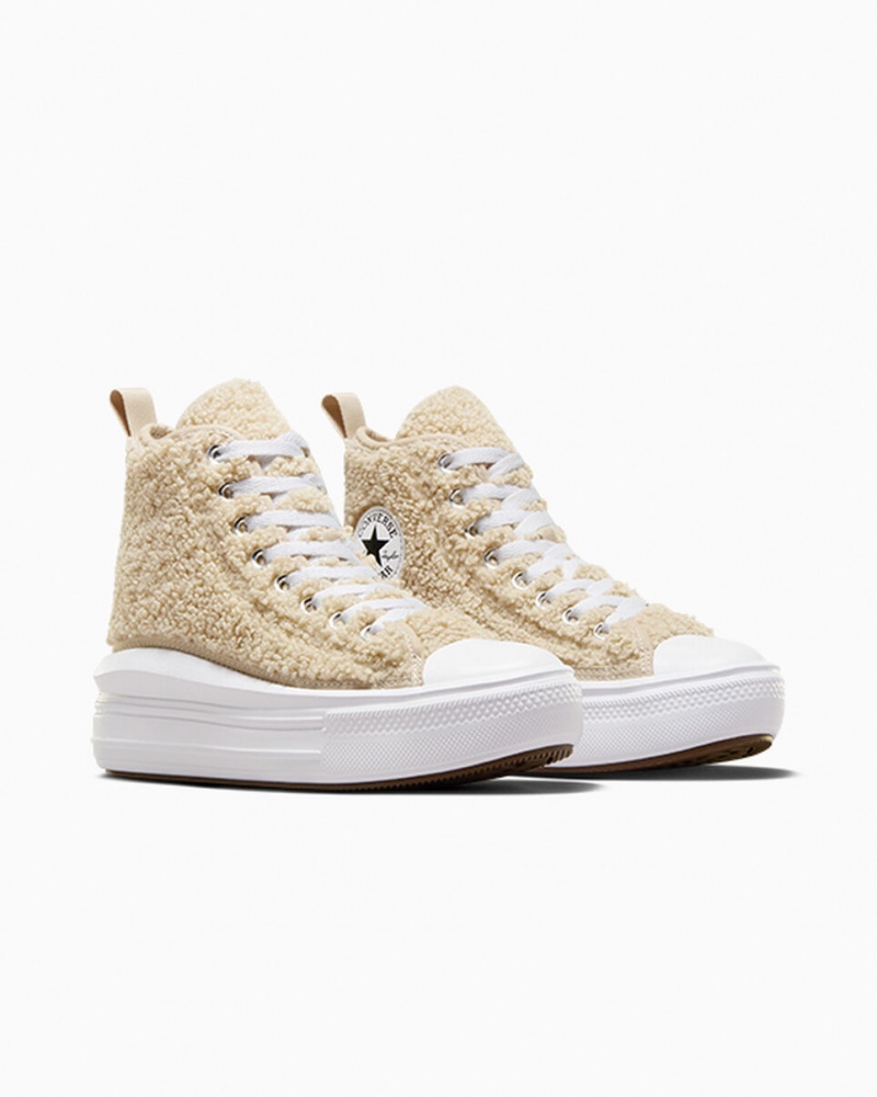 Converse Chuck Taylor All Star Move Platform Sherpa Hvide Sort | 89716LVJR