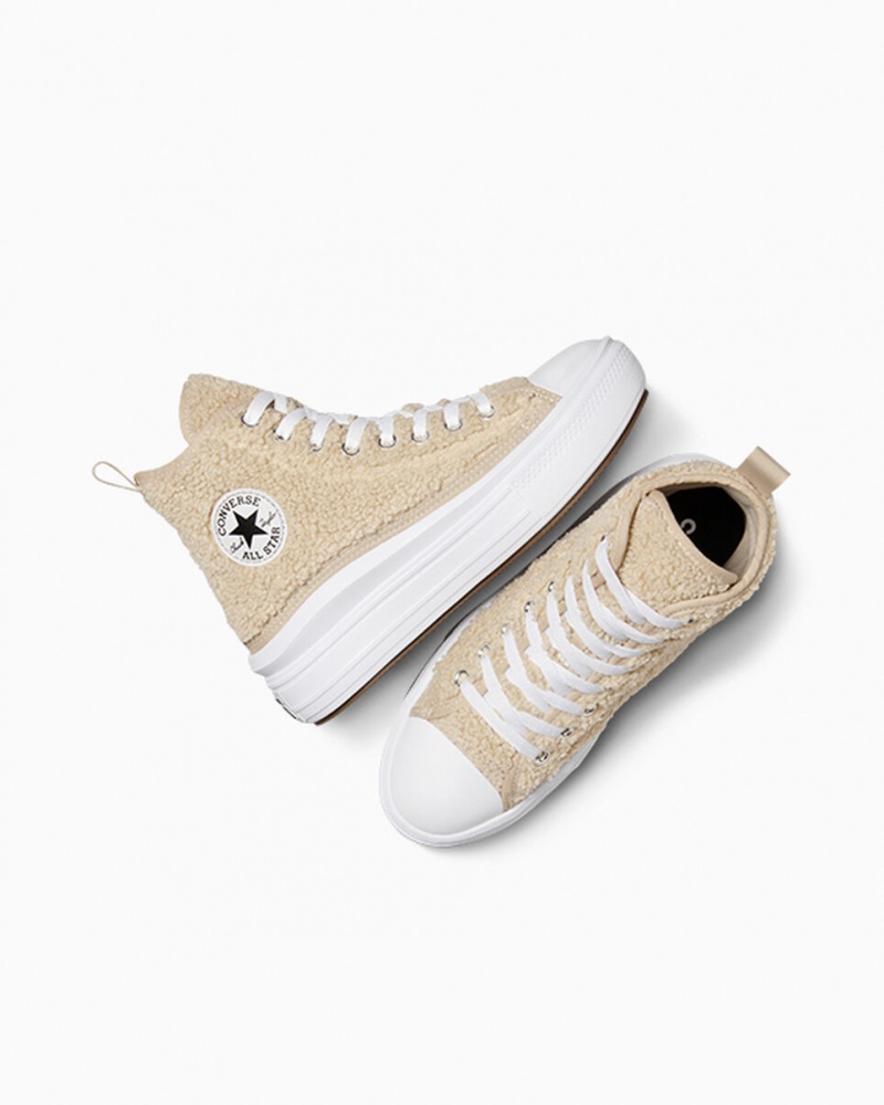 Converse Chuck Taylor All Star Move Platform Sherpa Hvide Sort | 89716LVJR