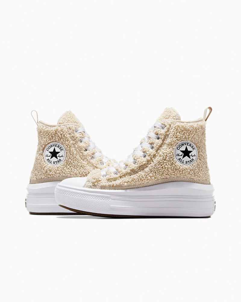 Converse Chuck Taylor All Star Move Platform Sherpa Hvide Sort | 89716LVJR