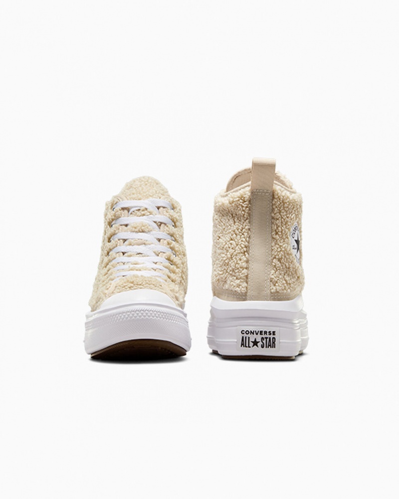 Converse Chuck Taylor All Star Move Platform Sherpa Hvide Sort | 89716LVJR