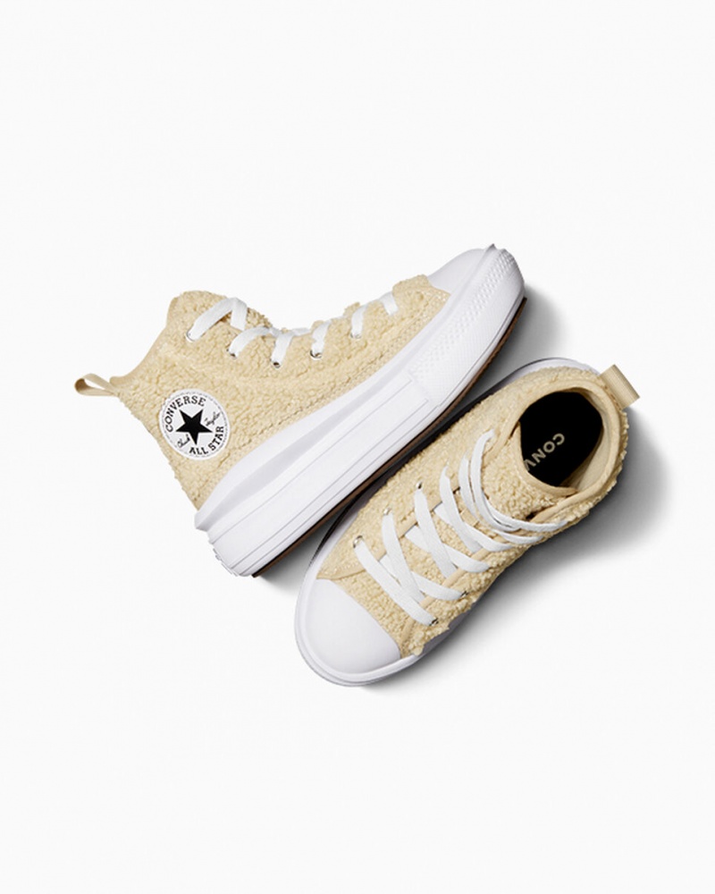 Converse Chuck Taylor All Star Move Platform Sherpa Hvide Sort | 04627GUIQ