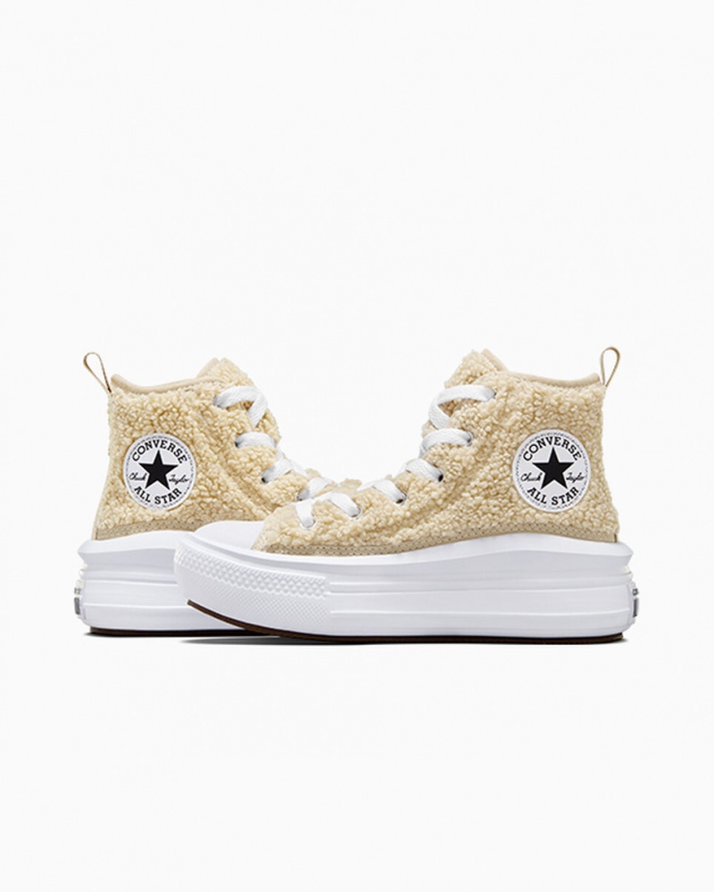 Converse Chuck Taylor All Star Move Platform Sherpa Hvide Sort | 04627GUIQ