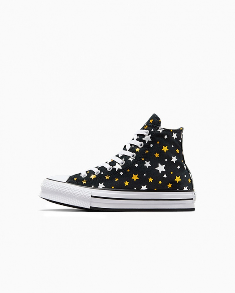 Converse Chuck Taylor All Star Platform Lift Sparkle Sort Sølv Guld | 62175YHUX