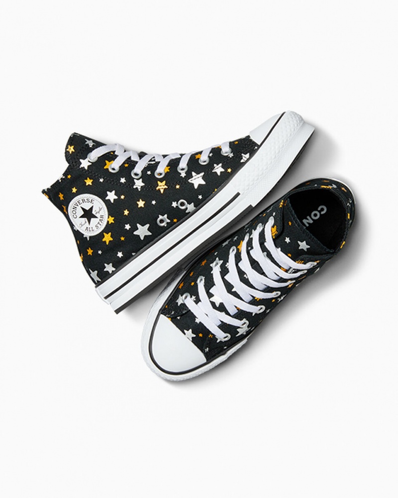 Converse Chuck Taylor All Star Platform Lift Sparkle Sort Sølv Guld | 62175YHUX