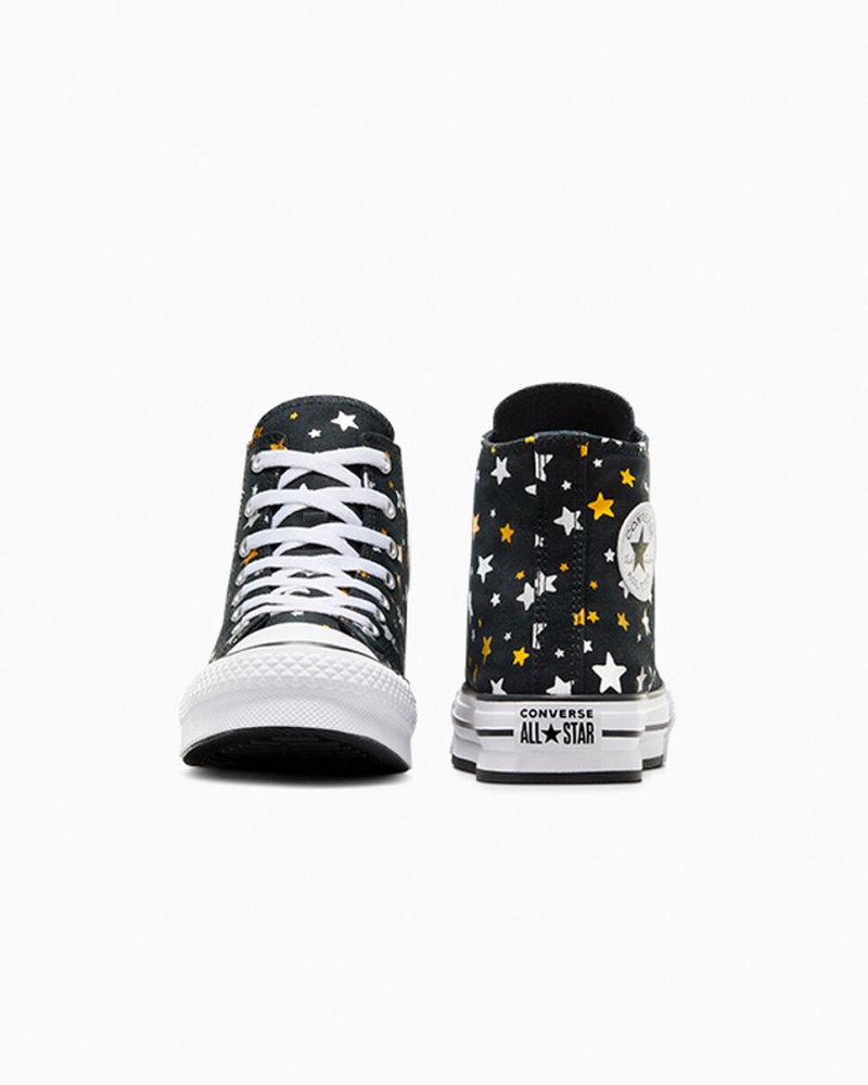 Converse Chuck Taylor All Star Platform Lift Sparkle Sort Sølv Guld | 62175YHUX