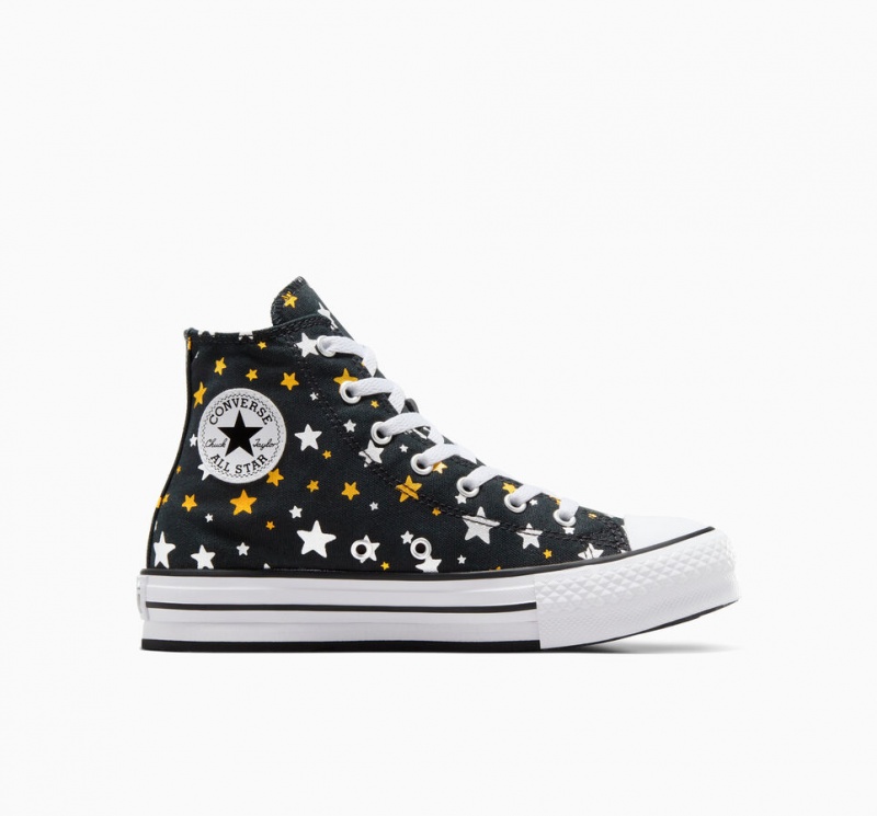 Converse Chuck Taylor All Star Platform Lift Sparkle Sort Sølv Guld | 62175YHUX