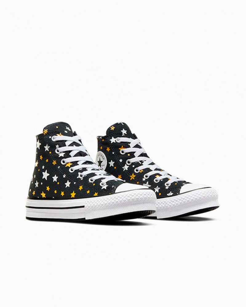 Converse Chuck Taylor All Star Platform Lift Sparkle Sort Sølv Guld | 10632LQCA