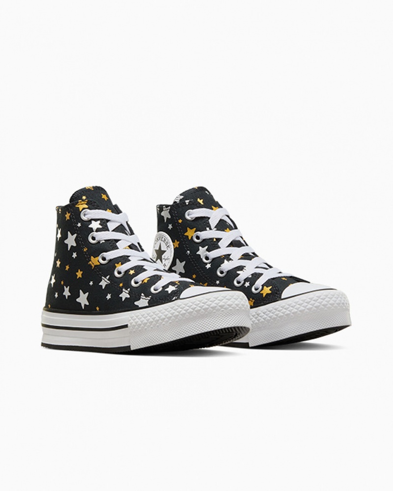 Converse Chuck Taylor All Star Platform Lift Sparkle Sort Sølv Guld | 72840CLKO