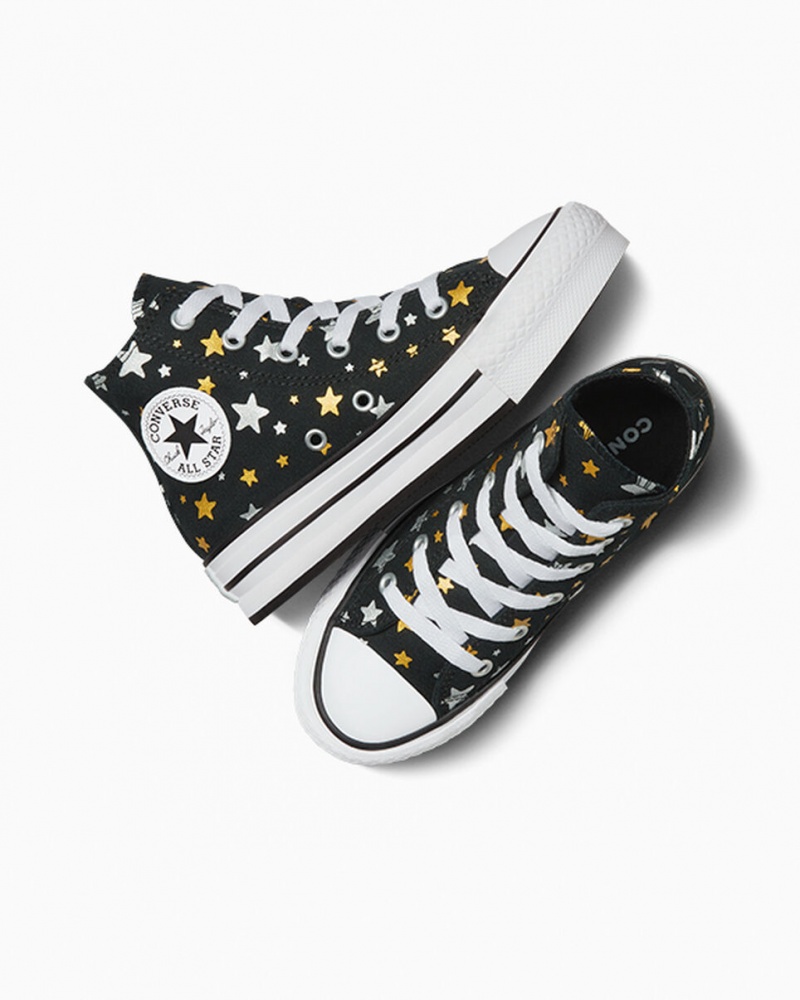 Converse Chuck Taylor All Star Platform Lift Sparkle Sort Sølv Guld | 72840CLKO