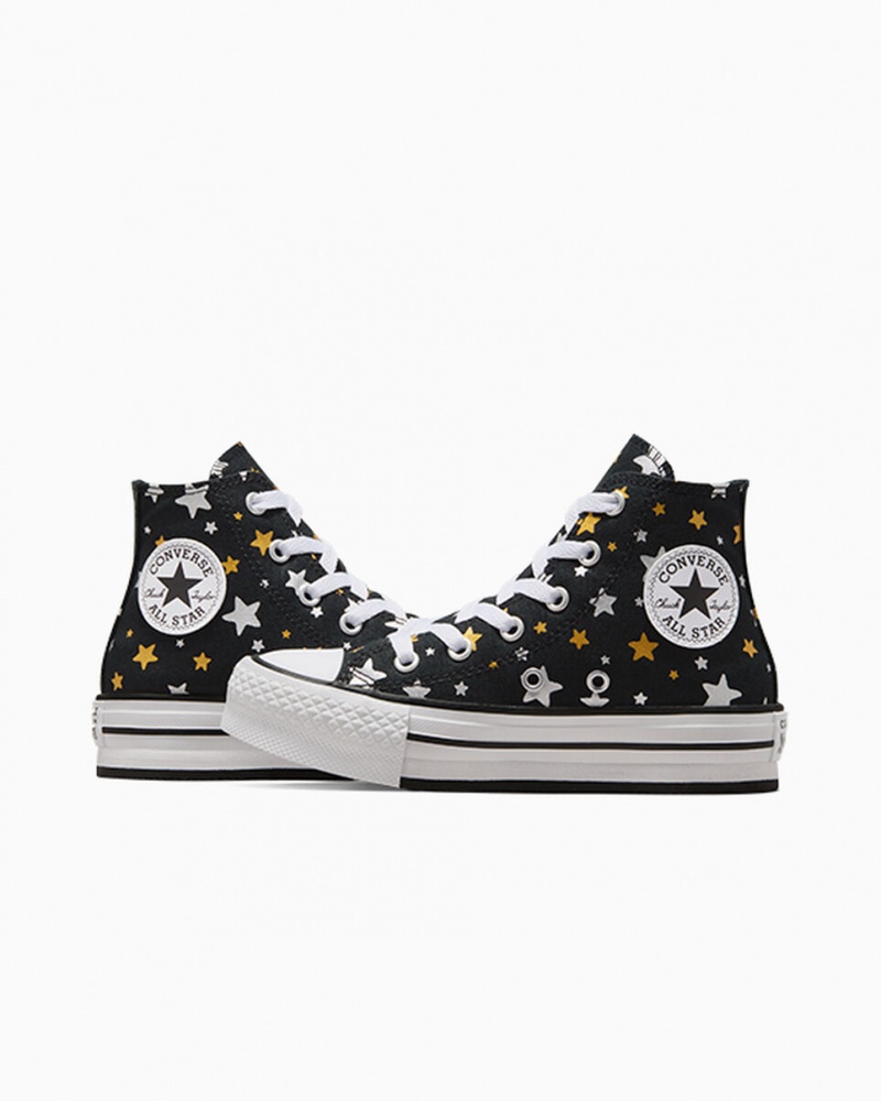 Converse Chuck Taylor All Star Platform Lift Sparkle Sort Sølv Guld | 72840CLKO