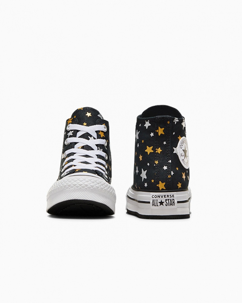 Converse Chuck Taylor All Star Platform Lift Sparkle Sort Sølv Guld | 72840CLKO