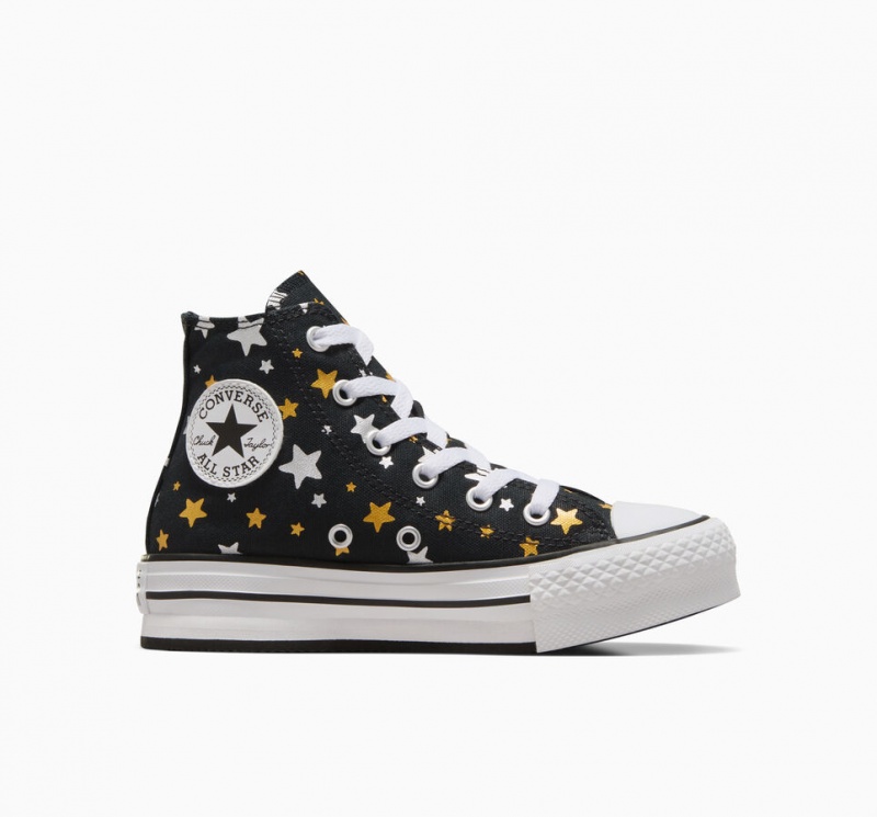 Converse Chuck Taylor All Star Platform Lift Sparkle Sort Sølv Guld | 72840CLKO