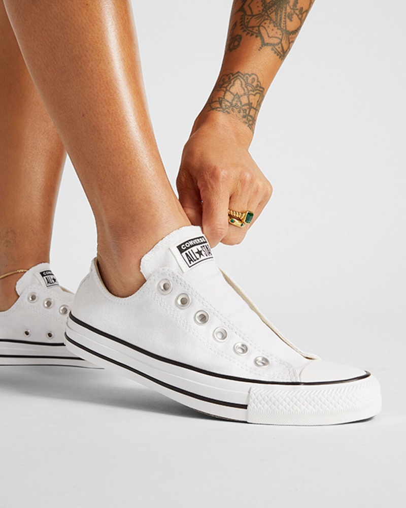 Converse Chuck Taylor All Star Slip Hvide Sort Hvide | 60839LKPX