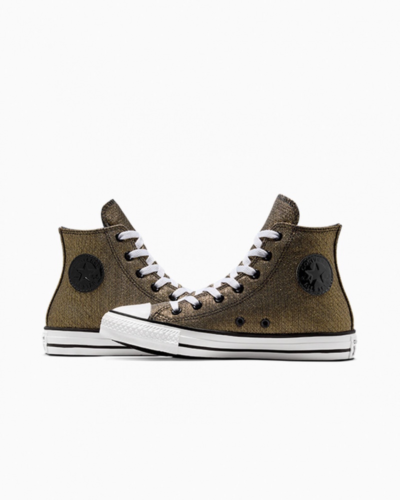 Converse Chuck Taylor All Star Sparkle Sort Guld Hvide | 53982JOGK