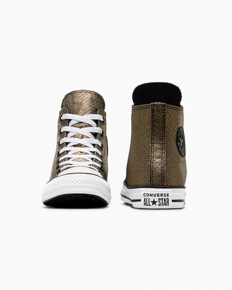 Converse Chuck Taylor All Star Sparkle Sort Guld Hvide | 53982JOGK