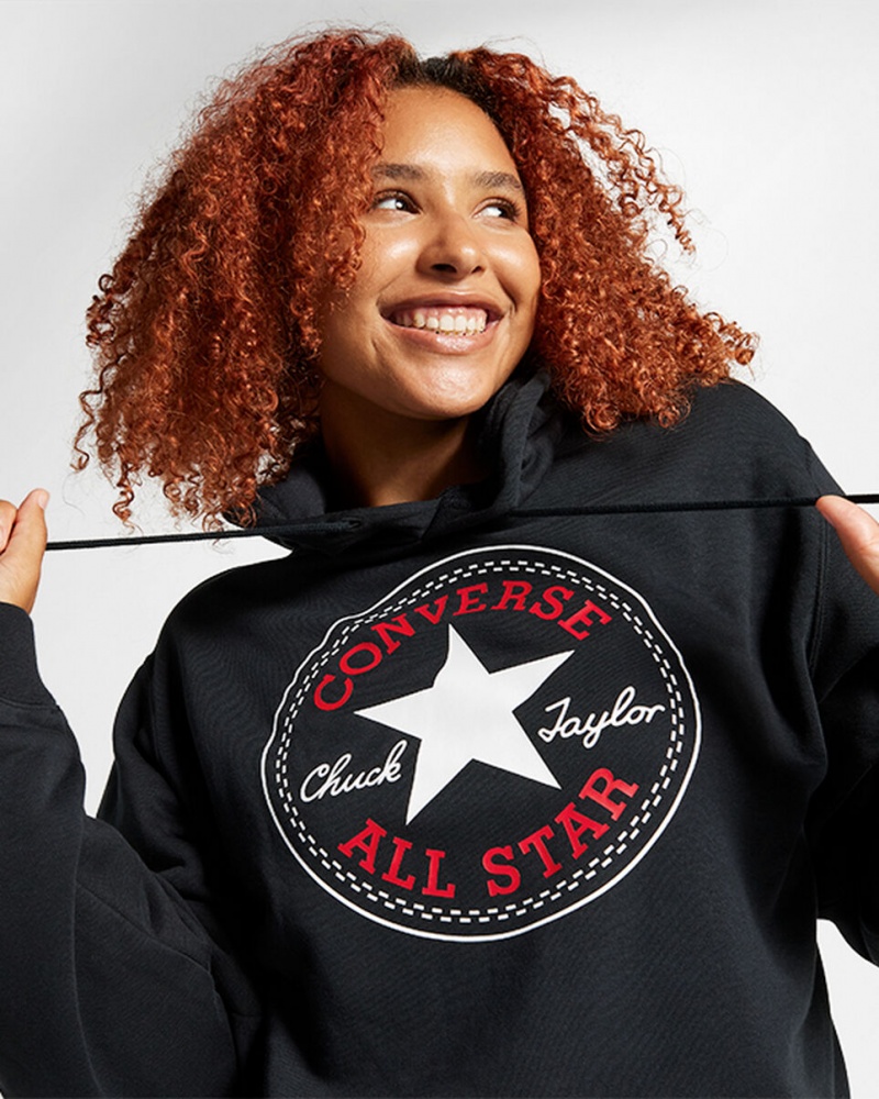 Converse Converse Go-To All Star Patch Standard-Fit Fleece Pullover Hoodie Sort | 91362WOJQ